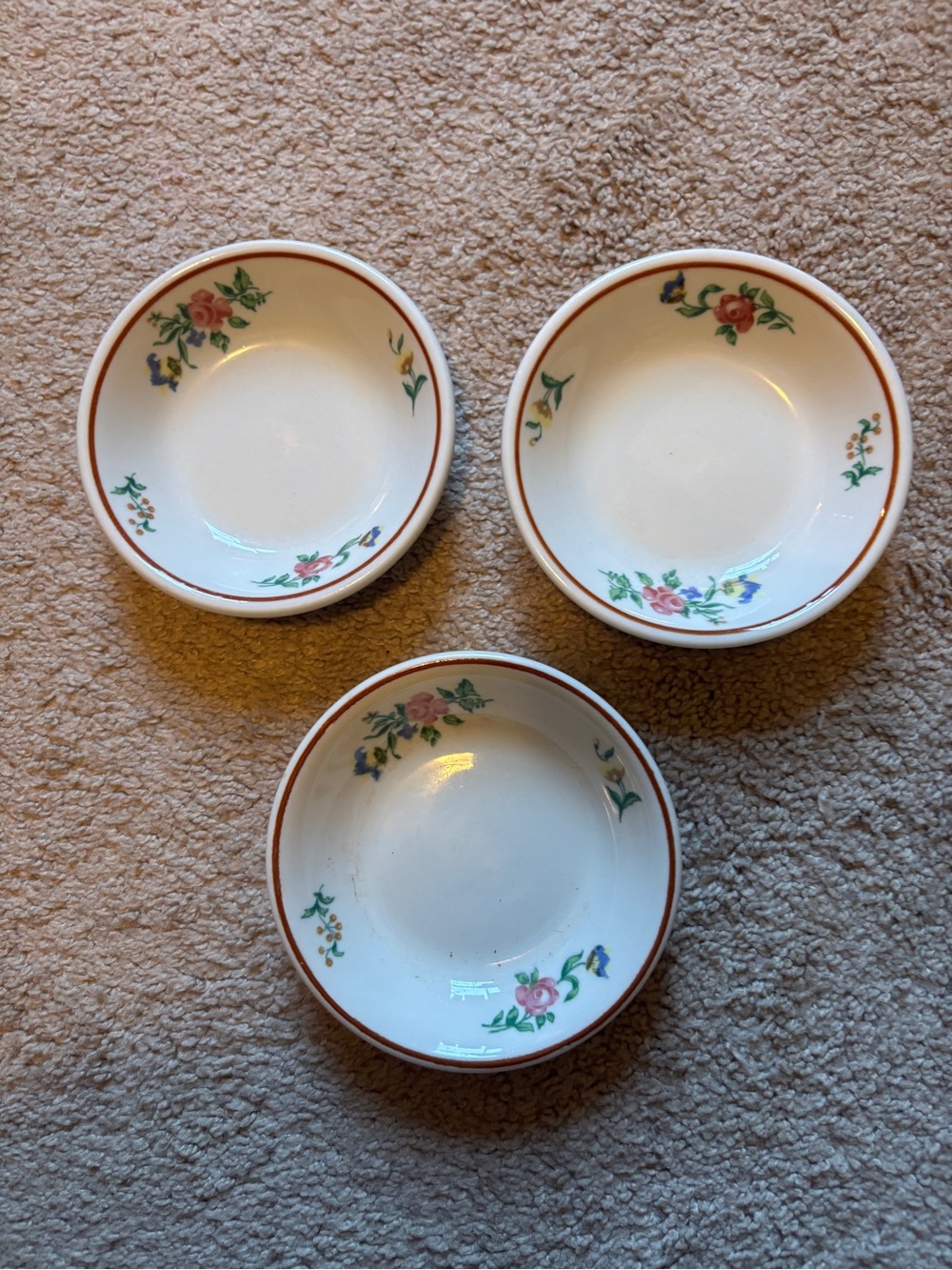 Classic Floral White Ceramic Bowls - Set of 3